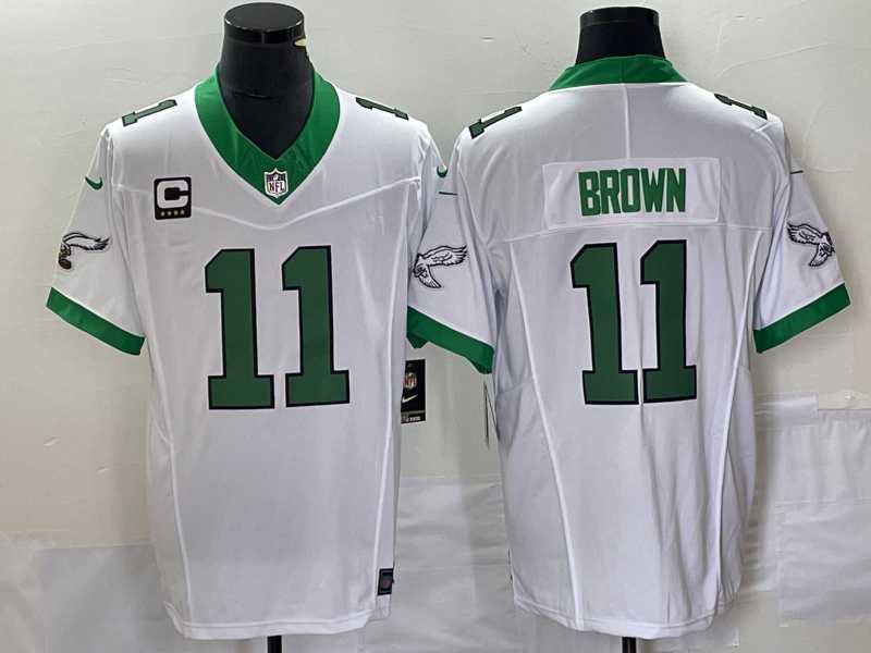 Men's Philadelphia Eagles #11 AJ Brown White 2023 F.U.S.E. Vapor Untouchable With C Patch Stitched Football Jersey,We sell and wholesale Men's Philadelphia Eagles #11 AJ Brown White 2023 F.U.S.E. Vapor Untouchable With C Patch Stitched Football Jersey on line form chian!